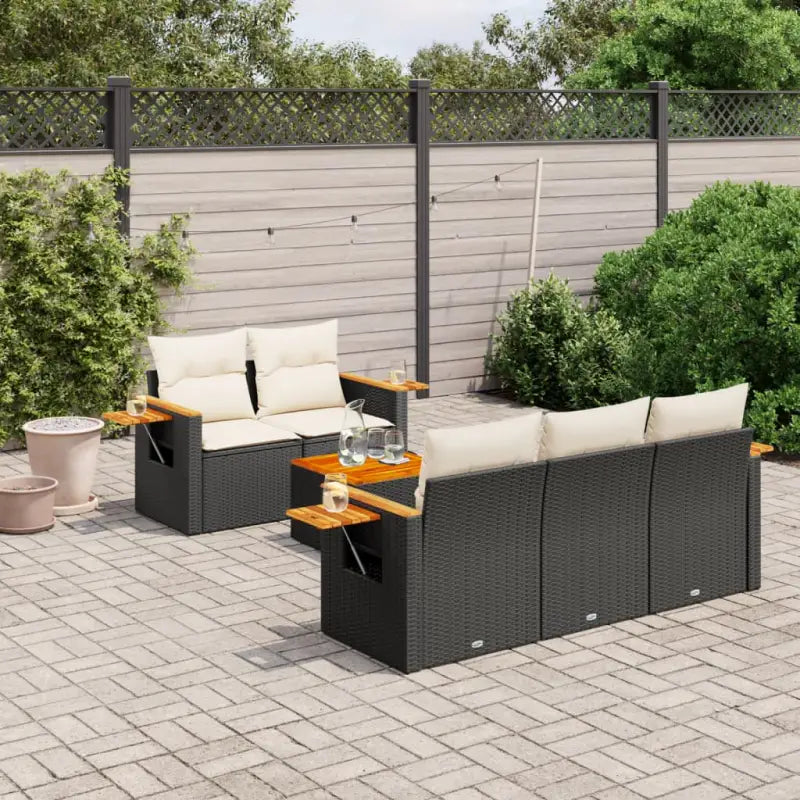 Lounge Tuinset in Beige Materiaal met Waterdichte Tas en Gepoedercoat Staal - Zwart en crème - Tuinsets