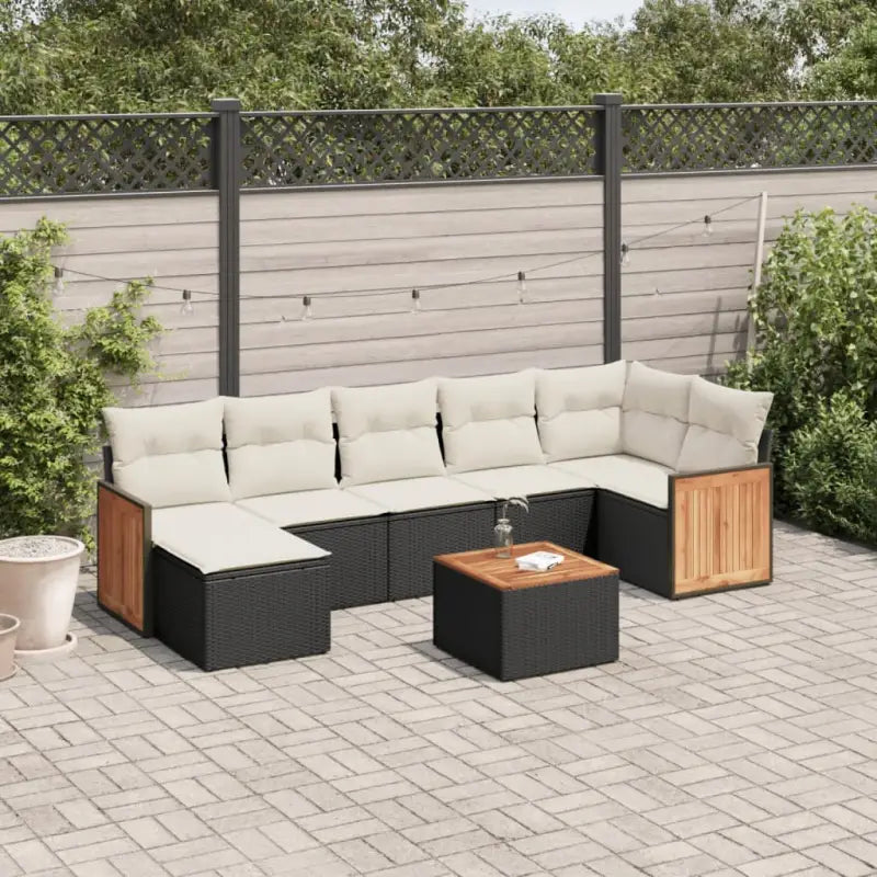 Lounge Tuinset in Beige met Gepoedercoat Staal Afmetingen - Zwart en crème / Met tafel - Tuinsets