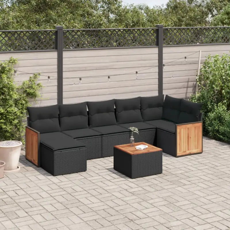 Lounge Tuinset in Beige met Gepoedercoat Staal Afmetingen - Zwart / Met tafel - Tuinsets