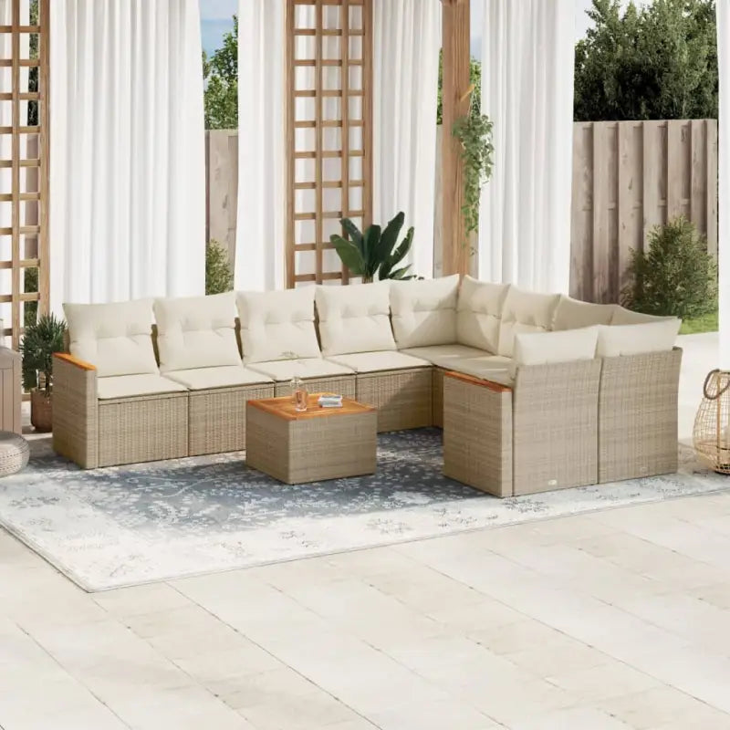 Lounge Tuinset in Beige met Waterdichte Tas en Gepoedercoat Staal - beige en crèmekleurig / Met tafel - Tuinsets