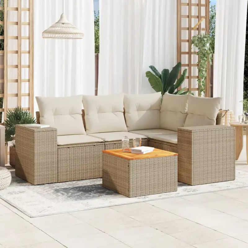 Lounge Tuinset in Beige met Waterdichte Tas en Gepoedercoated Staal - beige en crèmekleurig - Tuinsets