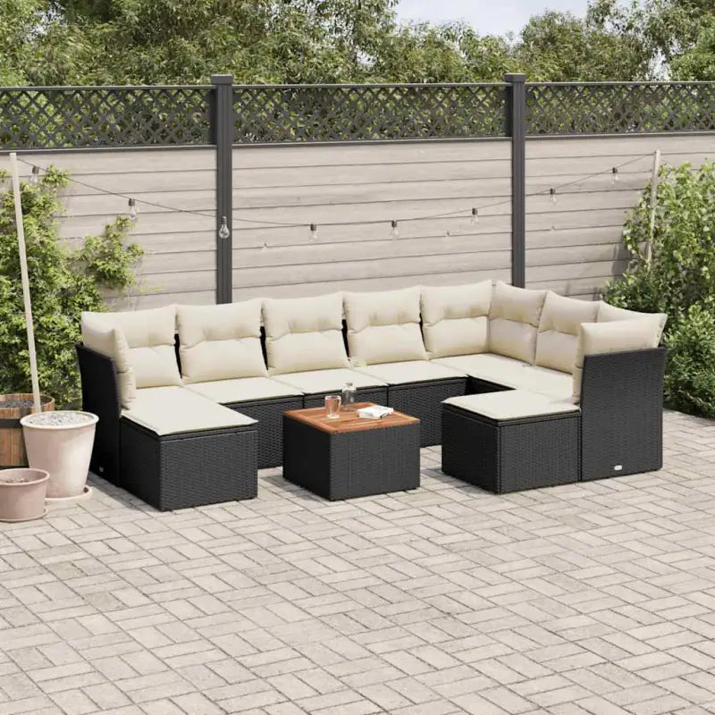 Lounge Tuinset in Beige met Waterdichte Tas en Gepoedercoated Staal - Zwart en crème - Tuinsets