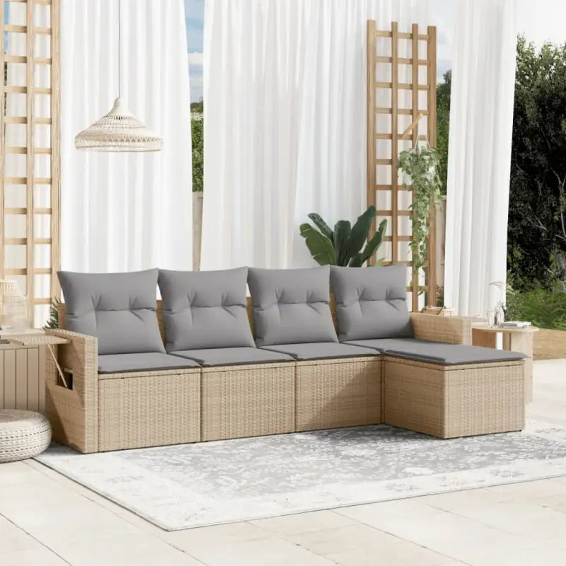 Lounge Tuinset in Beige van Gepoedercoat Staal met Afmetingen - Beige en grijs / Zonder tafel - Tuinsets