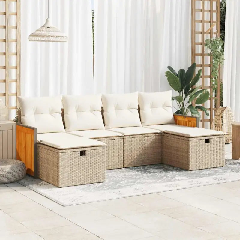 Lounge tuinset in gemengd beige met gepoedercoat staal en afmetingen - beige en crèmekleurig / met opbergruimte