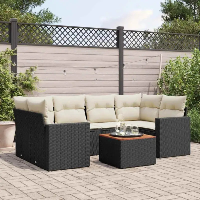 Lounge tuinset in gemengd beige voor buiten genieten - Zwart en crème - Tuinsets