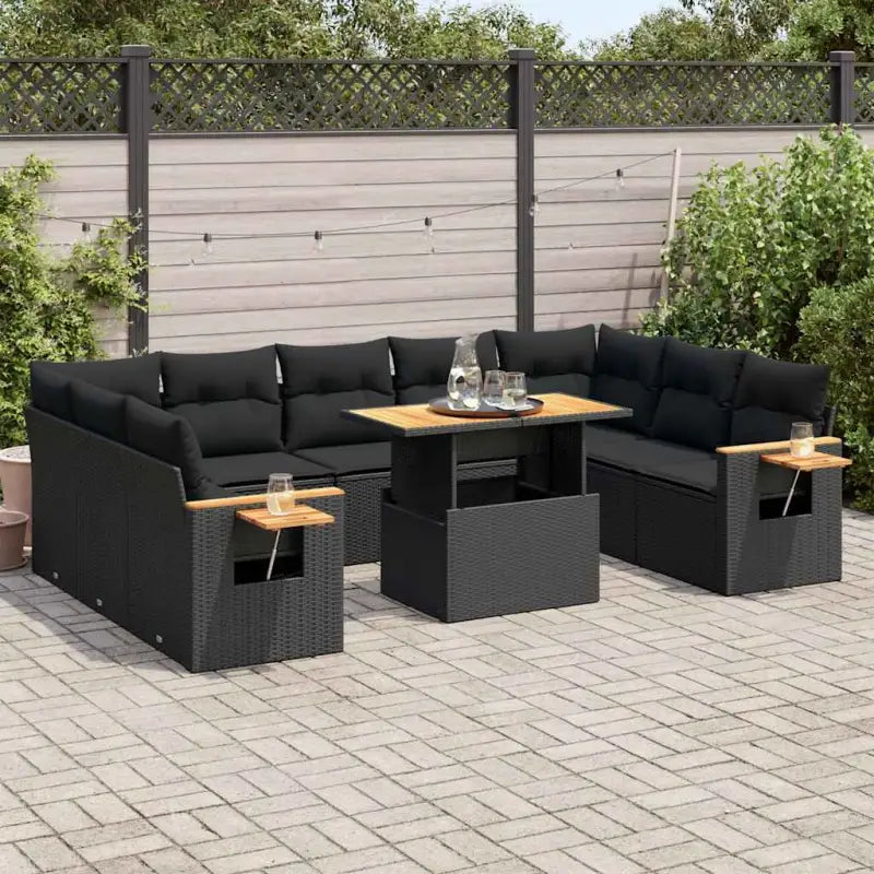 Lounge tuinset in grijs materiaal met gepoedercoat staal en comfortabele afmetingen - Zwart / met opbergruimte