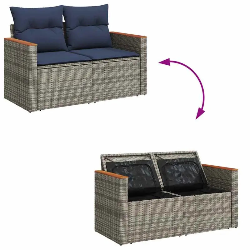 Lounge tuinset in grijs materiaal met gepoedercoat staal afmetingen - Tuinsets
