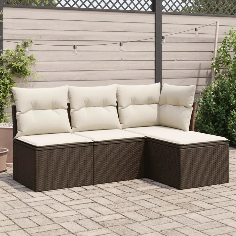Lounge Tuinset in Grijs Materiaal met Waterdichte Tas en Gepoedercoat Staal - Bruin en crème / Zonder tafel - Tuinsets