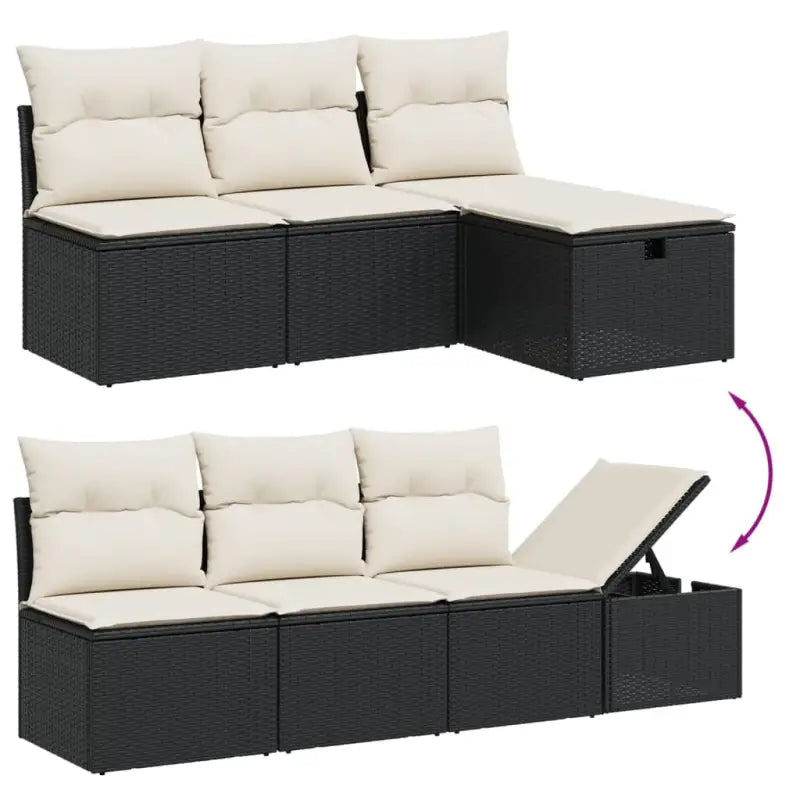 Lounge Tuinset in Zwart Materiaal met Gepoedercoat Staal Afmetingen - Tuinsets