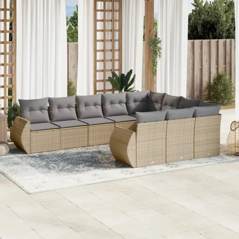Lounge Tuinset in Zwart Materiaal met Waterdichte Tas en Gepoedercoat Staal - beige en lichtgrijs / Zonder tafel