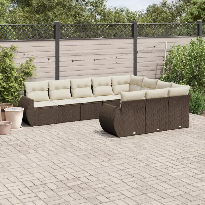 Lounge Tuinset in Zwart Materiaal met Waterdichte Tas en Gepoedercoat Staal - Bruin en crème / Zonder tafel - Tuinsets