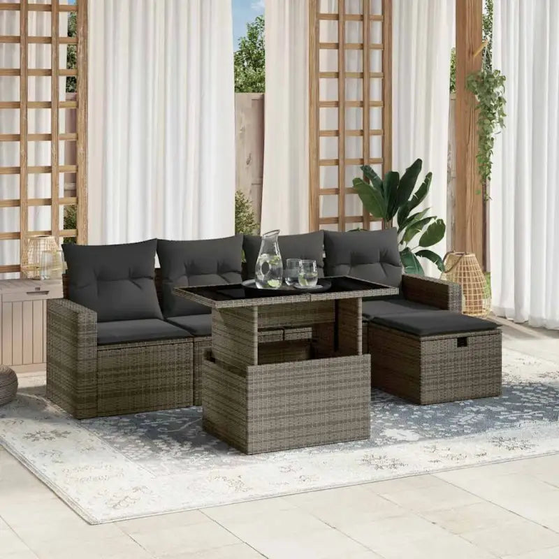 Lounge tuinset met beige materiaal en gepoedercoat staal afmetingen - Grijs / zonder opbergruimte - Tuinsets