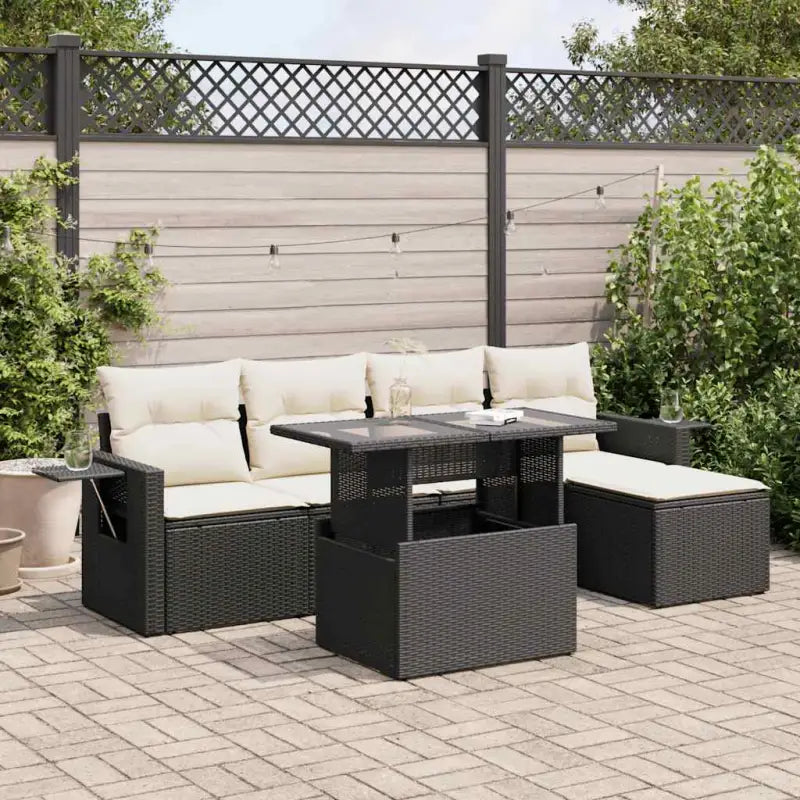 Lounge tuinset met beige materiaal en gepoedercoat staal afmetingen - Zwart en crème / met opbergruimte - Tuinsets