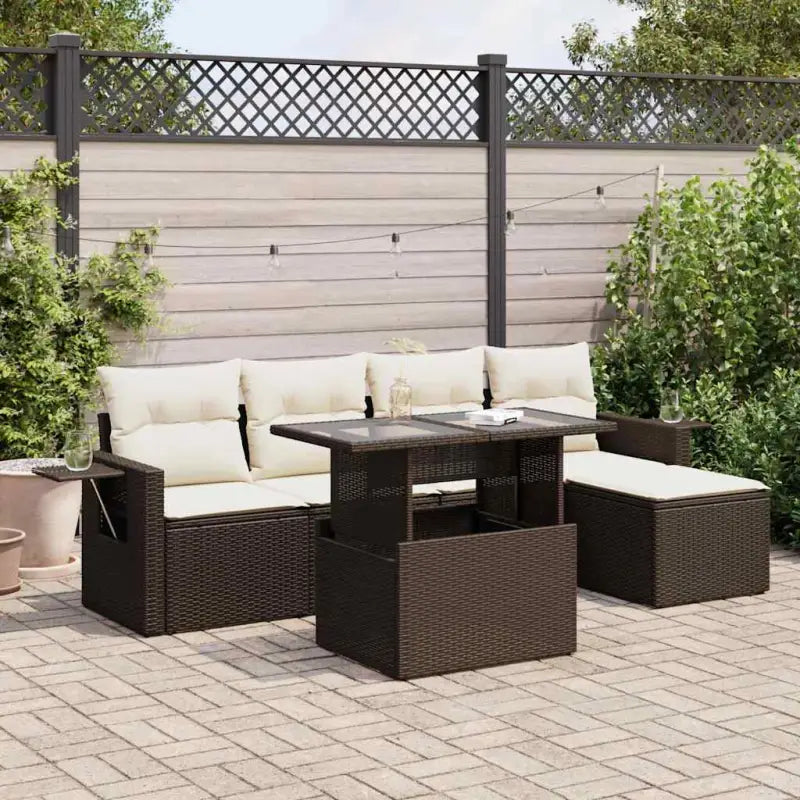 Lounge tuinset met beige materiaal en gepoedercoat staal afmetingen - Bruin en crème / met opbergruimte - Tuinsets