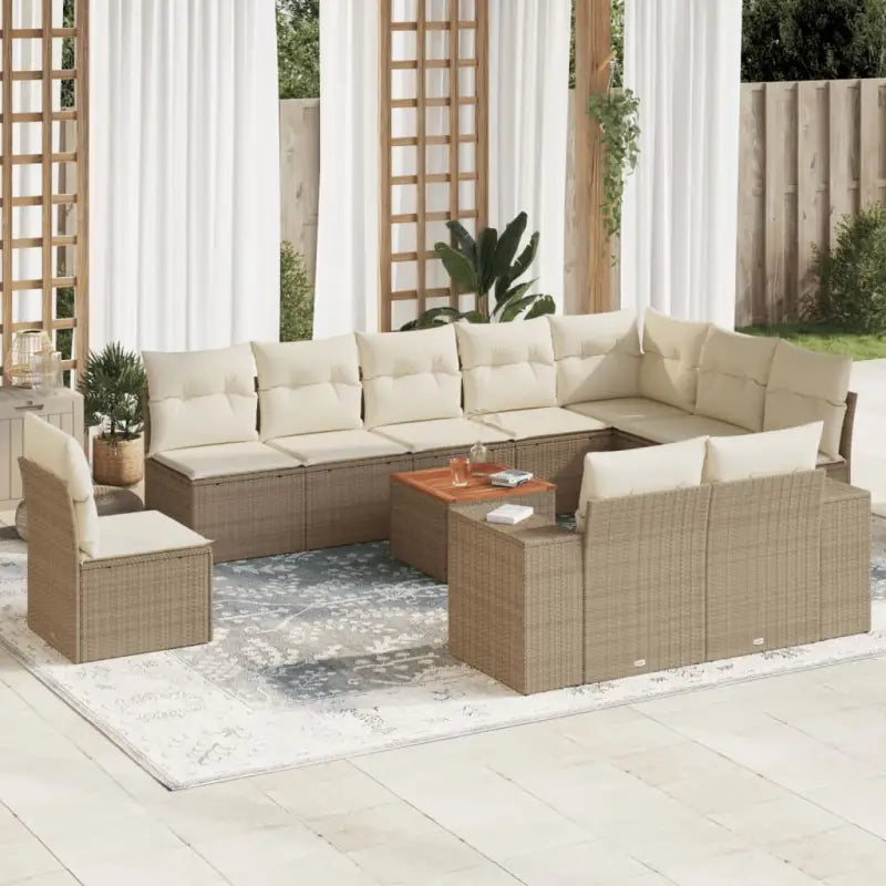 Lounge tuinset met beige materiaal en gepoedercoat staal afmetingen - beige en crèmekleurig - Tuinsets