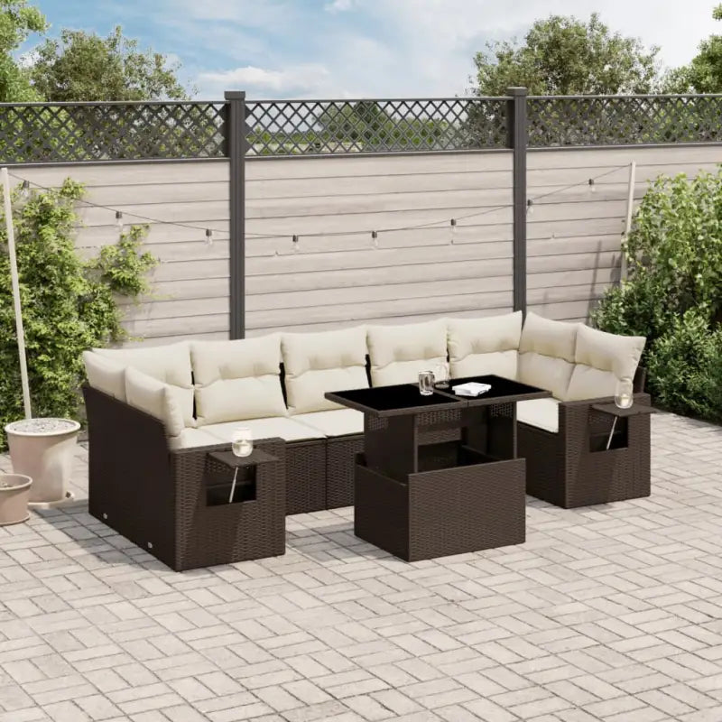 Lounge tuinset met beige materiaal en gepoedercoat staal afmetingen - Bruin en crème / zonder opbergruimte - Tuinsets