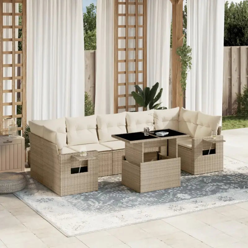 Lounge tuinset met beige materiaal en gepoedercoat staal afmetingen - beige en crèmekleurig / zonder opbergruimte