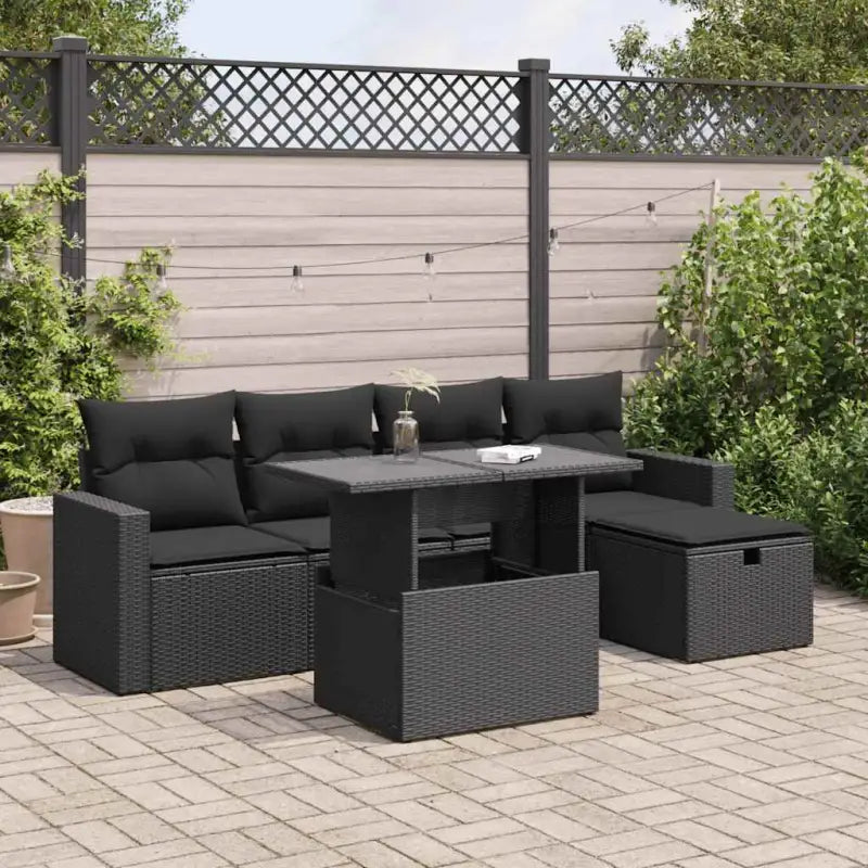 Lounge tuinset met beige materiaal en gepoedercoat staal afmetingen - Zwart / met opbergruimte - Tuinsets