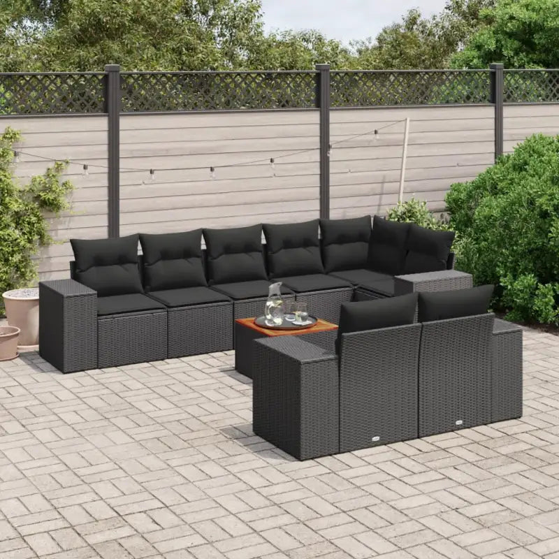 Lounge tuinset met beige materiaal en gepoedercoat staal afmetingen - Zwart / hoek + 3x midden + Tafel - Tuinsets