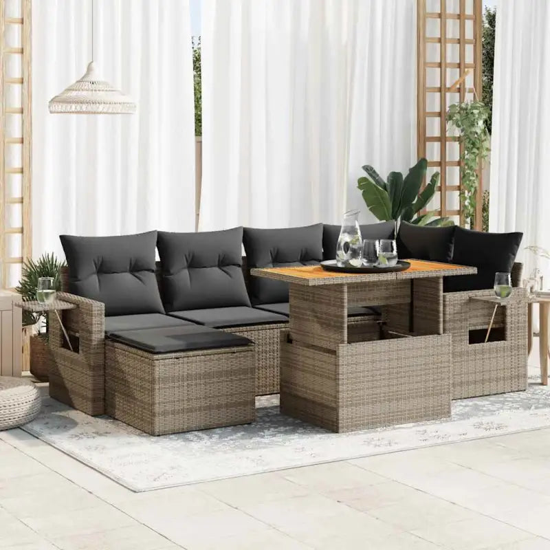 Lounge Tuinset met beige materiaal en gepoedercoat staal afmetingen - Grijs / met opbergruimte - Tuinsets