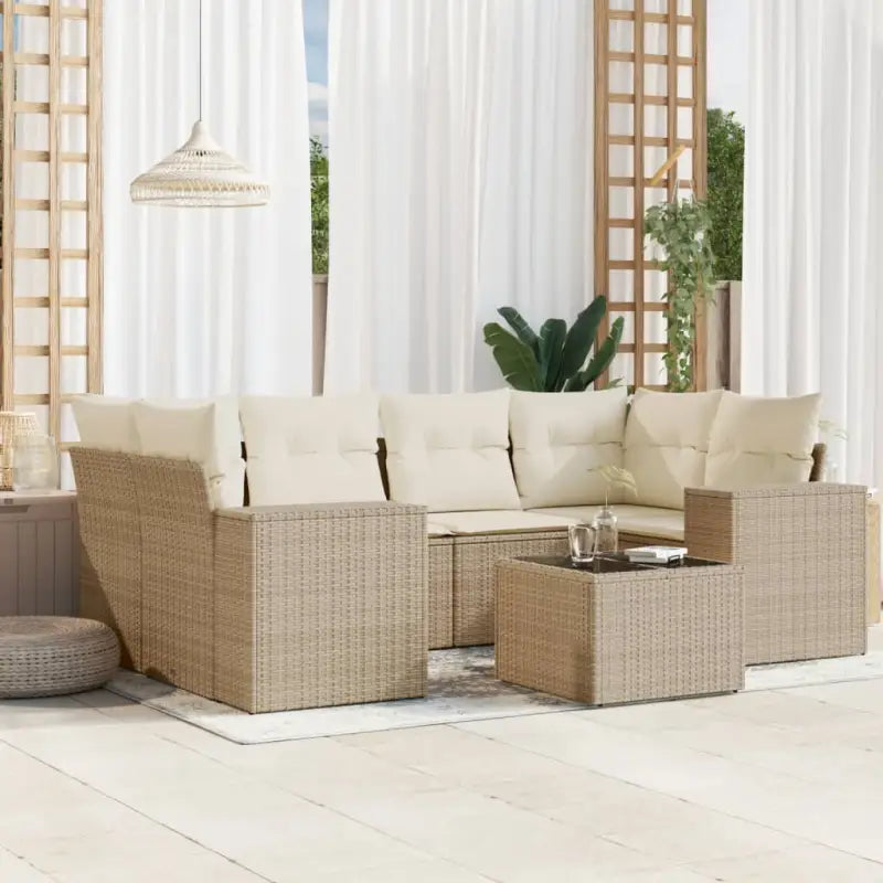 Lounge tuinset met beige materiaal en gepoedercoat staal afmetingen - beige en crèmekleurig - Tuinsets