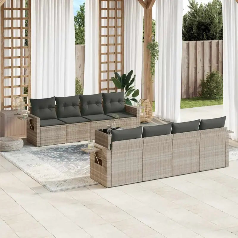 Lounge Tuinset met beige materiaal en gepoedercoat staal afmetingen - Lichtgrijs - Tuinsets