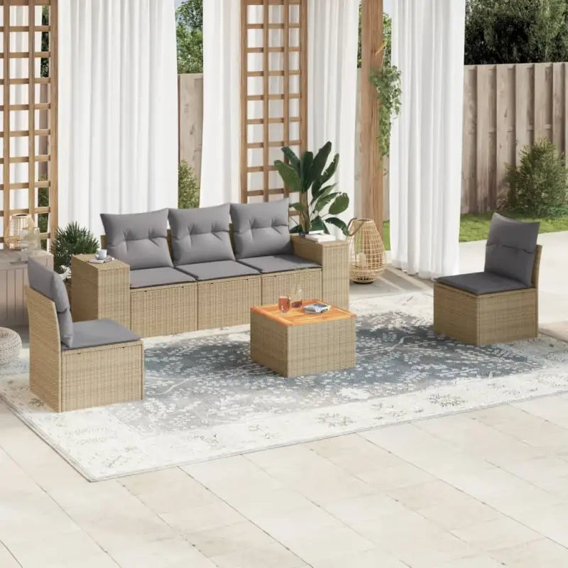 Lounge tuinset met beige materiaal en gepoedercoat staal - Beige en grijs - Tuinsets