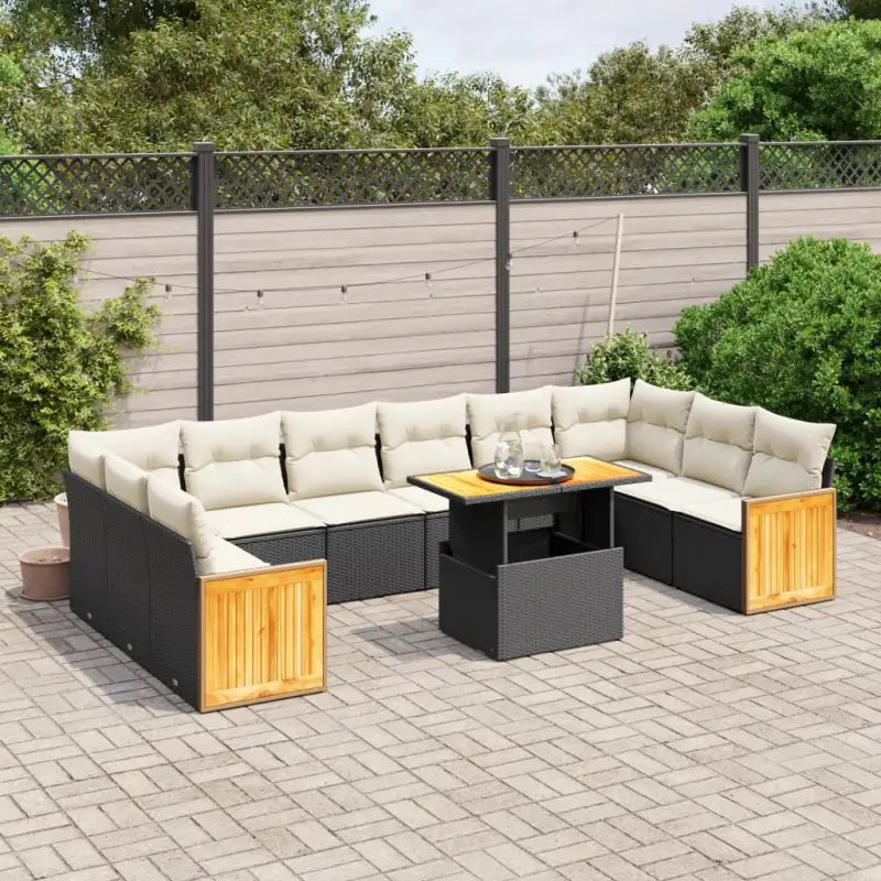 Lounge Tuinset met beige materiaal en gepoedercoat staal - Zwart en crème - Tuinsets