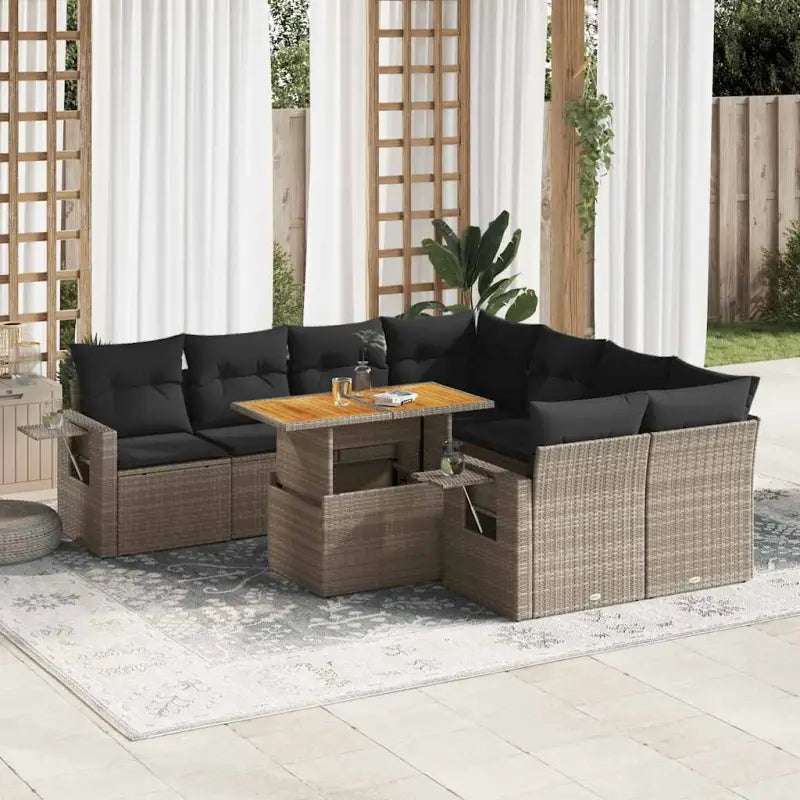 Lounge tuinset met beige materiaal en gepoedercoated staal afmetingen - Grijs / met opbergruimte - Tuinsets