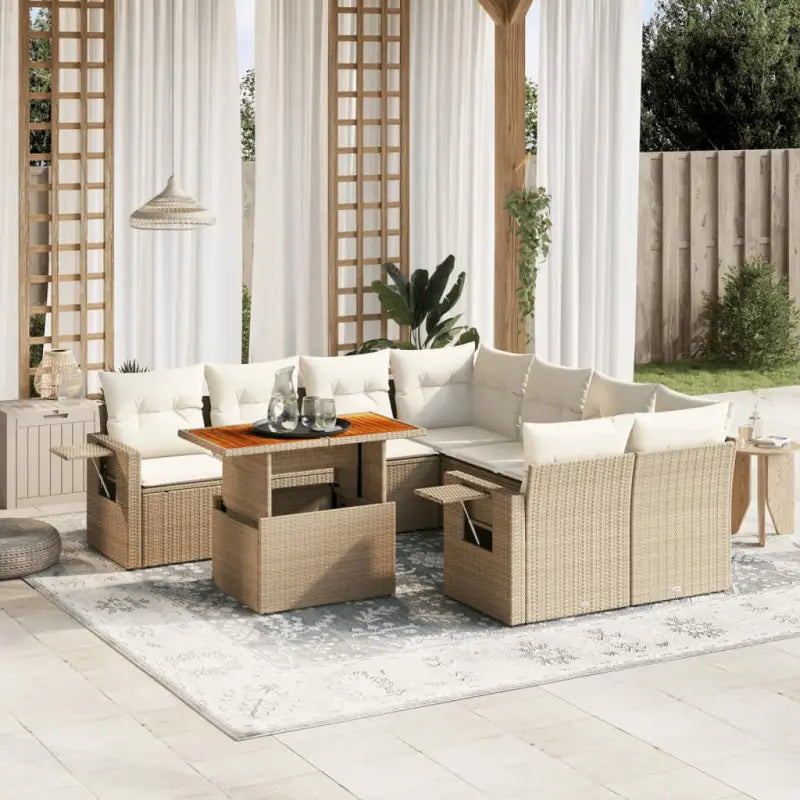 Lounge tuinset met beige materiaal en gepoedercoated staal afmetingen - beige en crèmekleurig / zonder opbergruimte