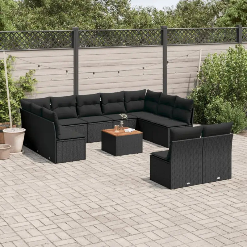 Lounge Tuinset met Beigemateriaal en Gepoedercoat Staal voor Buiten - Zwart - Tuinsets