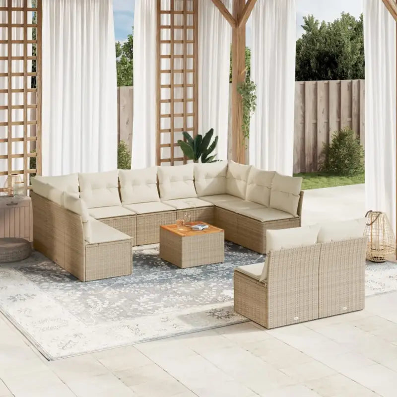 Lounge Tuinset met Beigemateriaal en Gepoedercoat Staal voor Buiten - beige en crèmekleurig - Tuinsets