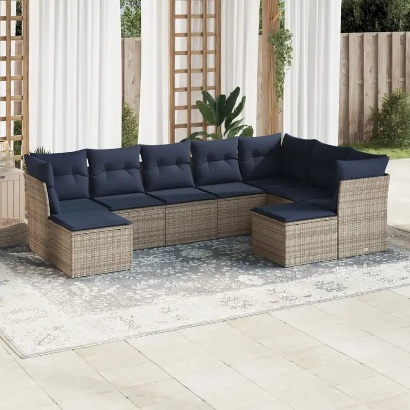 Lounge Tuinset met Bruin Gepoedercoat Staal en Waterdichte Tas - Grijs en blauw / Zonder tafel - Tuinsets