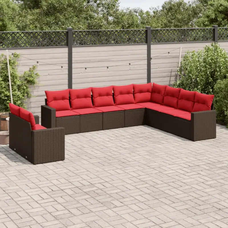 Lounge Tuinset met Bruin Materiaal en Gepoedercoat Staal Afmetingen - Bruin en rood / Zonder tafel - Tuinsets