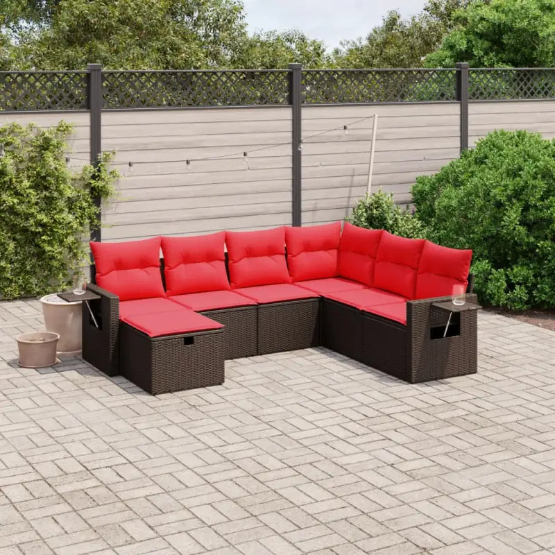 Lounge tuinset met bruin materiaal en gepoedercoat staal afmetingen - Bruin en rood / Zonder tafel - Tuinsets