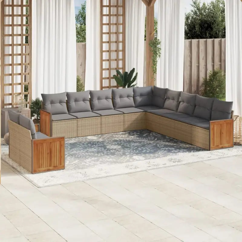 Lounge tuinset met grijs materiaal en waterdichte zak van gepoedercoat staal - Beige en grijs / Zonder tafel - Tuinsets