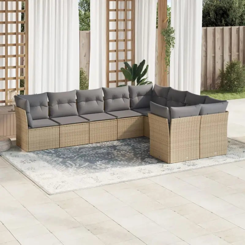 Lounge tuinset met poly rattan en beige materiaal voor buitenplezier - Beige en grijs / Zonder tafel - Tuinsets