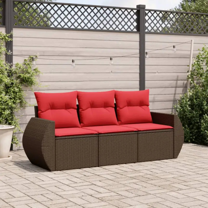 Lounge Tuinset met Poly Rattan en Comfortable Zitervaring - Bruin en rood / Zonder tafel - Tuinsets