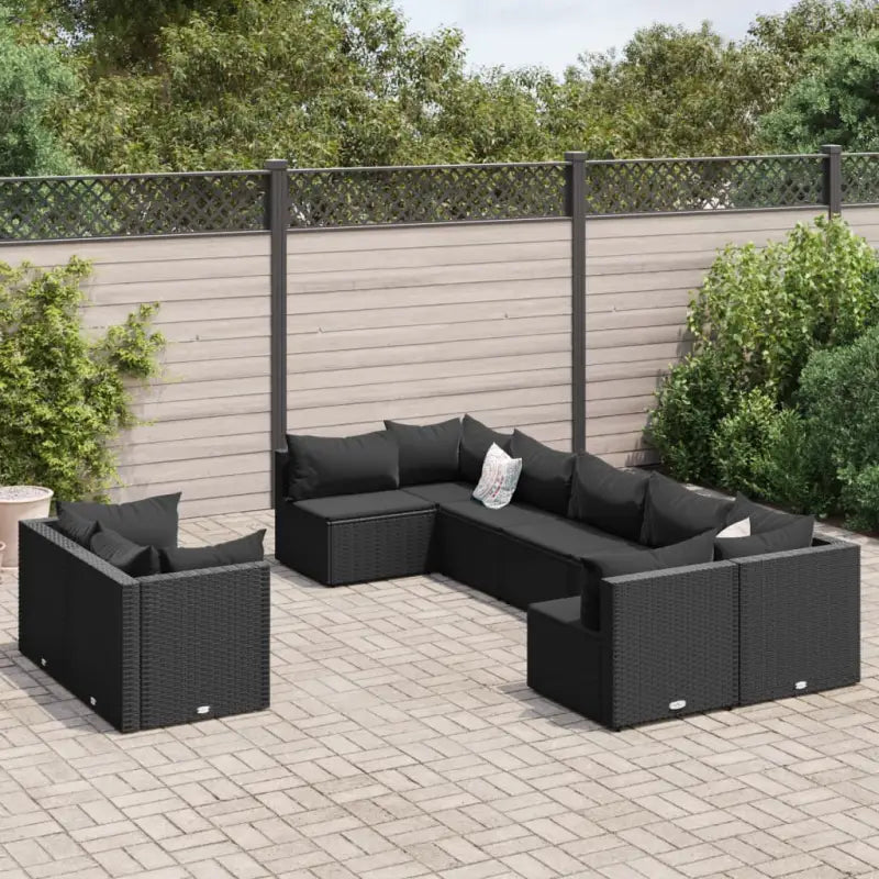 Lounge tuinset met poly rattan en gepoedercoat staal afmetingen - Zwart - Tuinsets