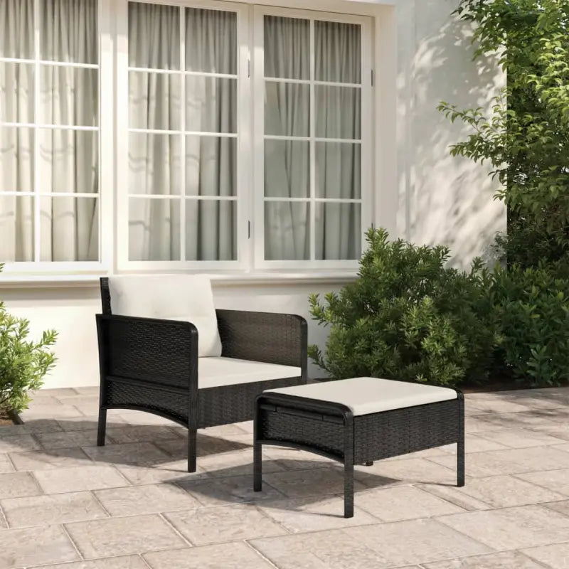 Lounge Tuinset met Poly Rattan en metalen frame voor comfortabele zit - Zwart - Tuinsets