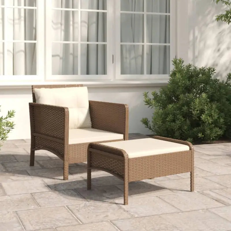 Lounge Tuinset met Poly Rattan en metalen frame voor comfortabele zit - Bruin - Tuinsets