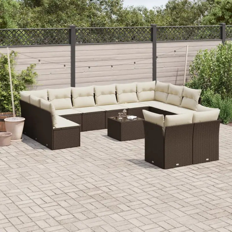 Lounge tuinset met waterdichte tas en beige materiaal van gepoedercoat staal - Bruin en crème / Met tafel - Tuinsets