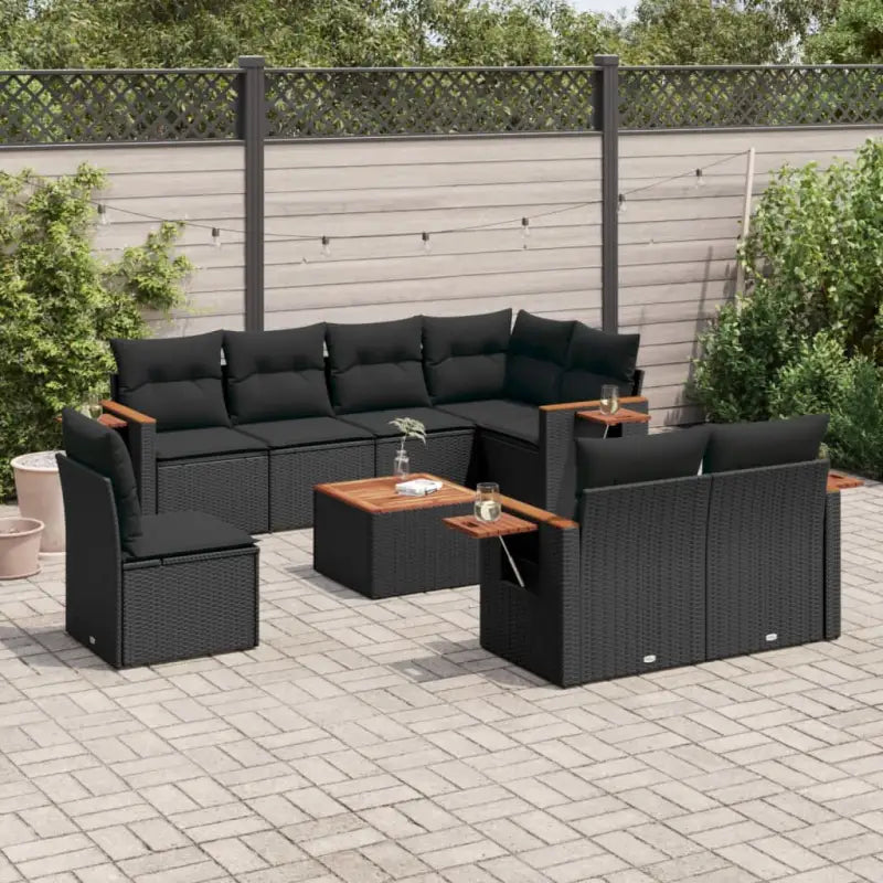 Lounge tuinset met waterdichte tas en beige materiaal van gepoedercoat staal - Zwart / Met tafel - Tuinsets