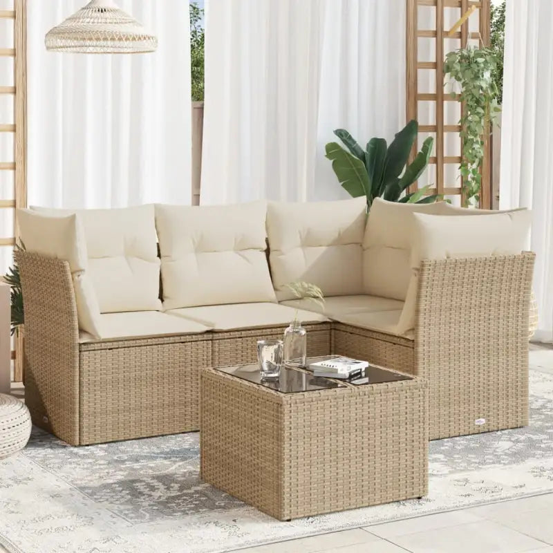 Lounge tuinset met waterdichte tas en beige materiaal van gepoedercoat staal - beige en crèmekleurig / Met tafel