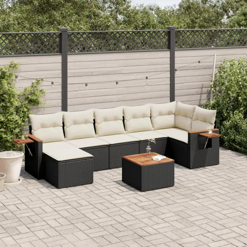 Lounge tuinset met waterdichte tas en gepoedercoat staal in beige - Zwart en crème / Met tafel - Tuinsets