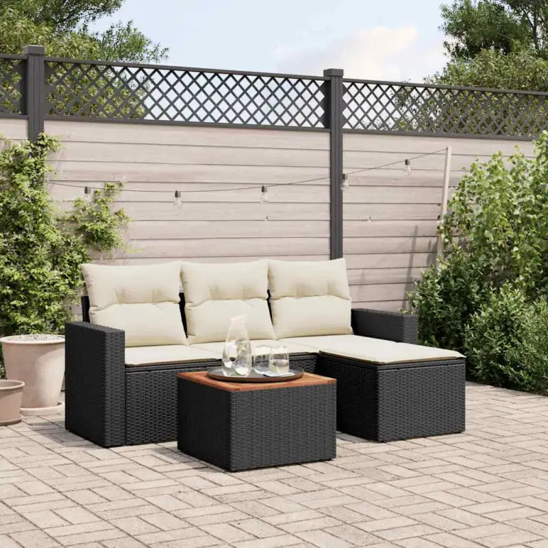 Lounge tuinset met waterdichte tas en grijs gepoedercoat staal - Zwart en crème - Tuinsets