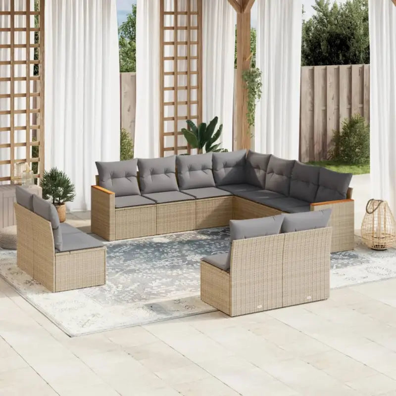 Lounge tuinset met waterdichte tas in beige materiaal en gepoedercoat staal - Beige en grijs / Zonder tafel - Tuinsets