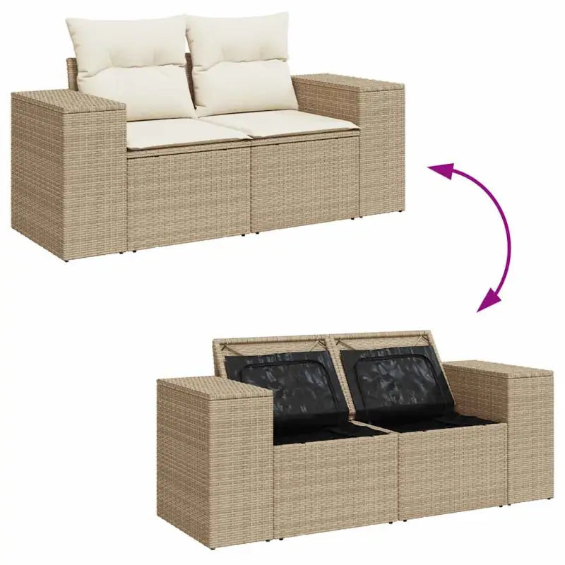 Lounge tuinset met waterdichte tas in beige materiaal en gepoedercoat staal - Tuinsets