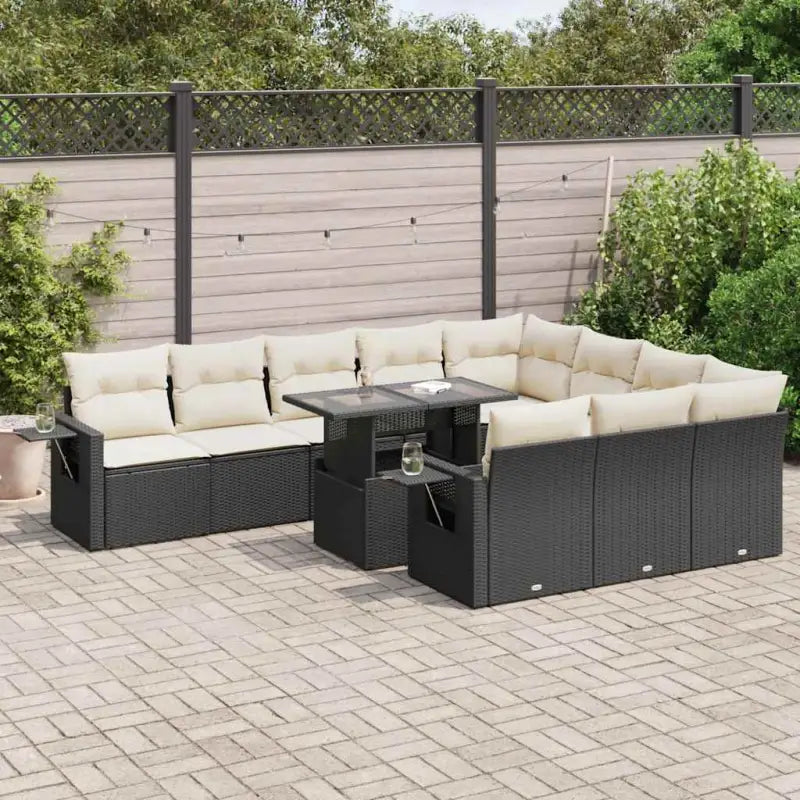 Lounge Tuinset met waterdichte zak en beige materiaal - Zwart en crème / met opbergruimte - Tuinsets