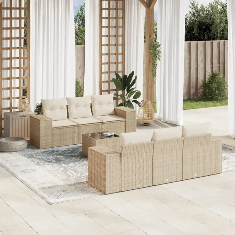 Lounge tuinset met waterdichte zak en zwart gepoedercoat staal - beige en crèmekleurig - Tuinsets